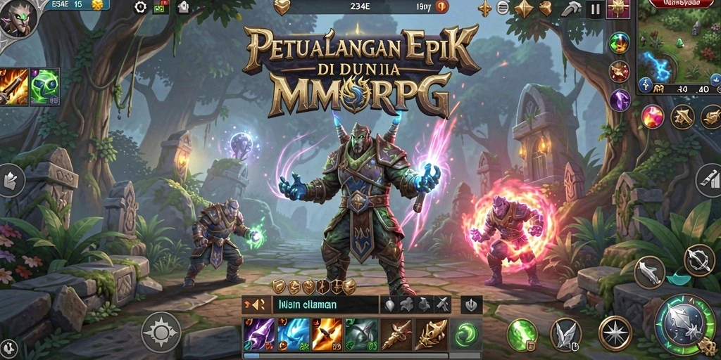 Gameplay mendebarkan di dunia fantasi 234E dengan pertarungan seru.