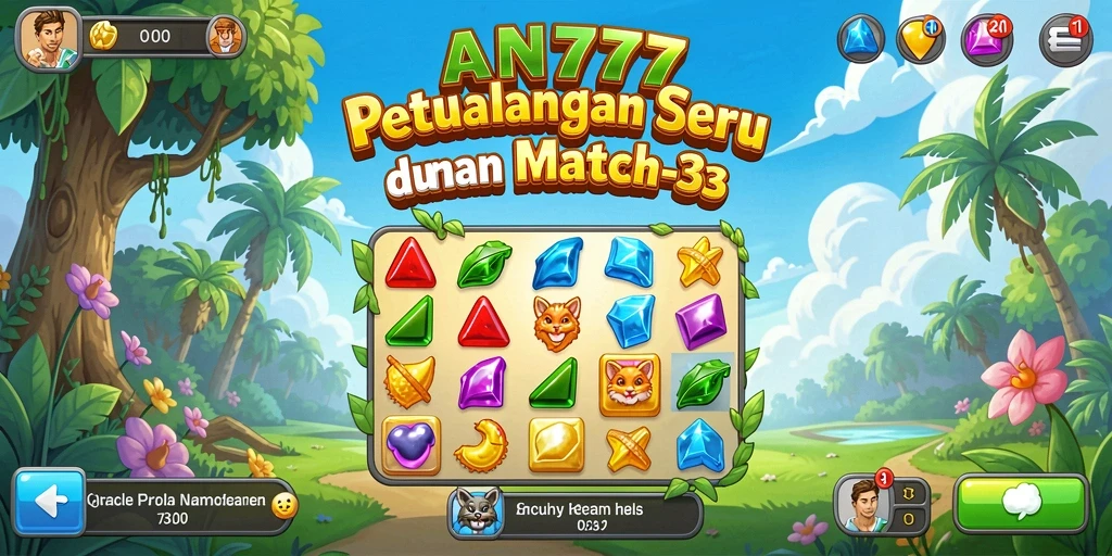 Tangkapan layar AN777 menampilkan gameplay seru Match-3 yang menantang.