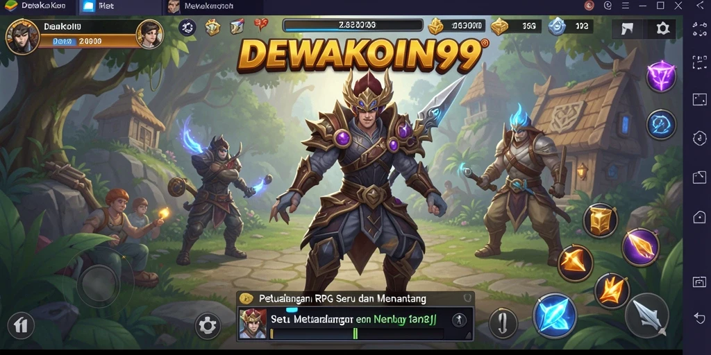 Screenshot gameplay DEWAKOIN99 menampilkan aksi seru dalam pertempuran RPG.