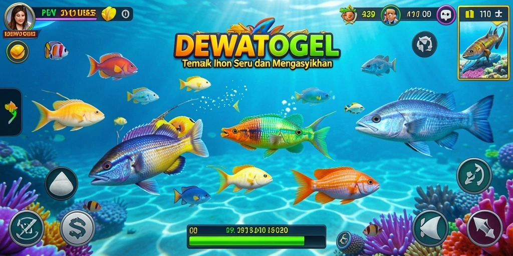 Screenshot gameplay DEWATOGEL menampilkan aksi seru menembak ikan.