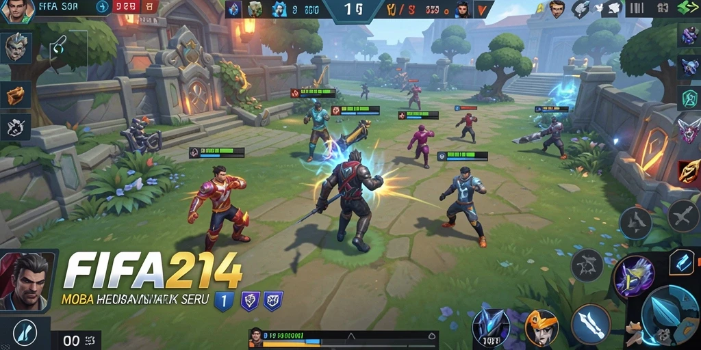 Tampilan seru gameplay FIFA234 saat bertempur di arena MOBA.