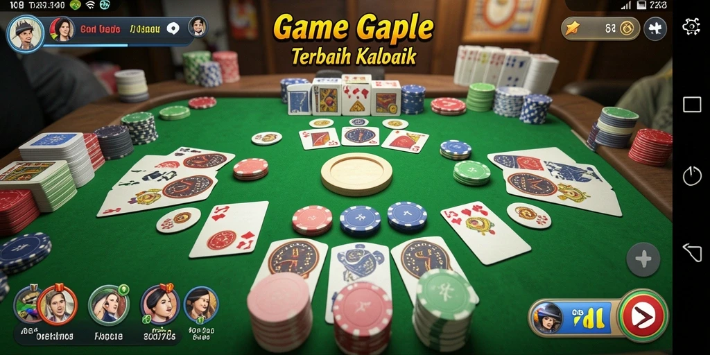 Screenshot gameplay seru FO8 yang menampilkan permainan Gaple.