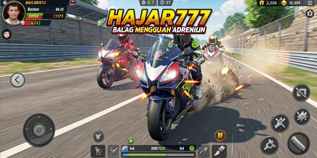 Tangkapan layar menunjukkan balapan motor yang intens dan penuh aksi.