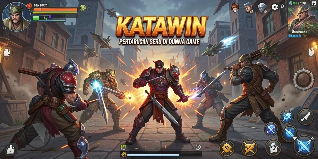 Tampilan gameplay <strong>KATAWIN</strong> yang menampilkan pertarungan mendebarkan.