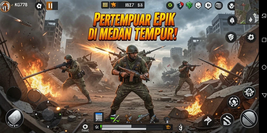 Screenshot menampilkan aksi seru dalam permainan Battle Royale.