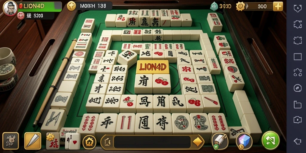 Screenshot LION4D menampilkan gameplay Mahjong yang mengasyikkan.