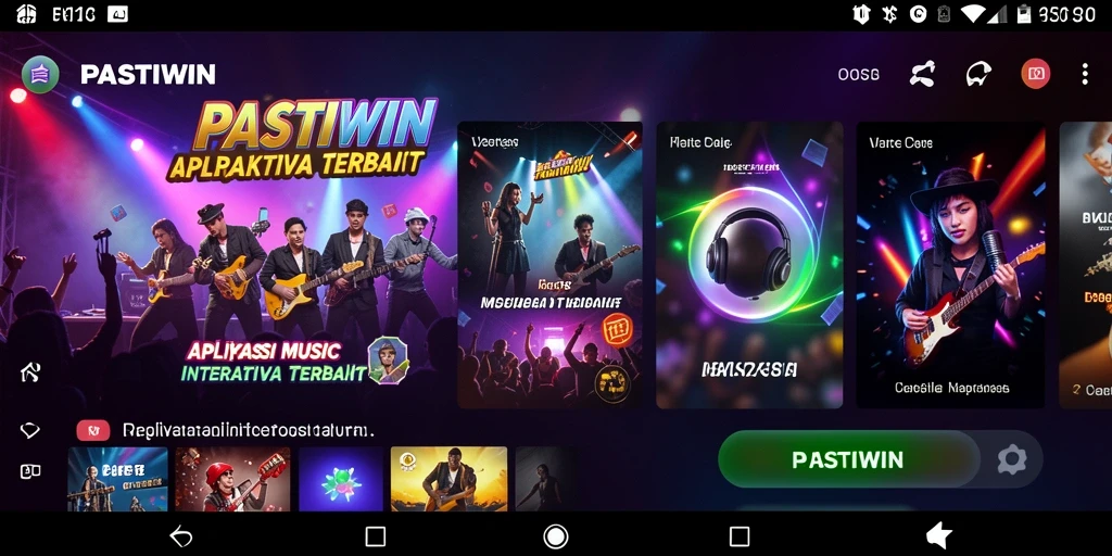 Screenshot utama PASTIWIN menunjukkan antarmuka yang menarik untuk bermain musik.