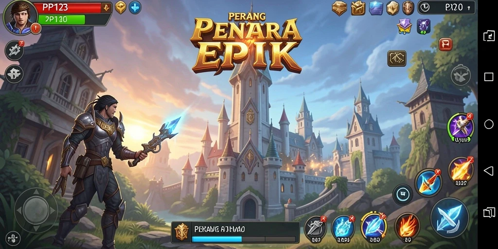 Tampilan gameplay seru PP123 saat melindungi menara dari serangan musuh.