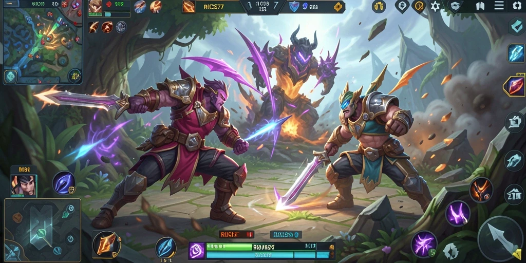 Tampilan gameplay RICIS77 yang seru dan mendebarkan di arena MOBA.