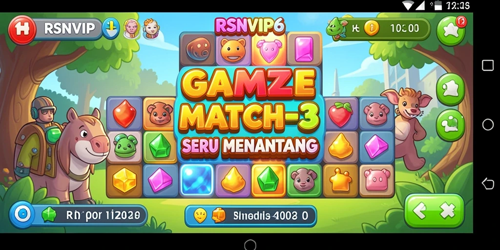 Tampilan gameplay seru dalam RSNVIP6 dengan berbagai gem yang berwarna-warni.