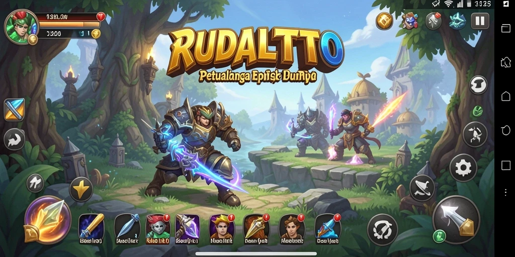 Screenshot RUDALTOTO menampilkan aksi seru dalam pertarungan RPG.