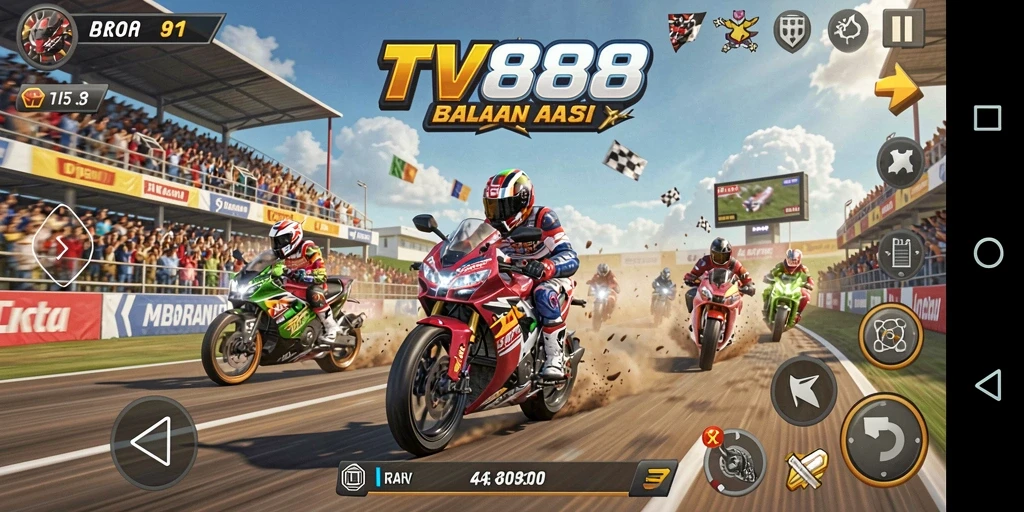 Screenshot dari gameplay mendebarkan TV888 dengan kecepatan tinggi.