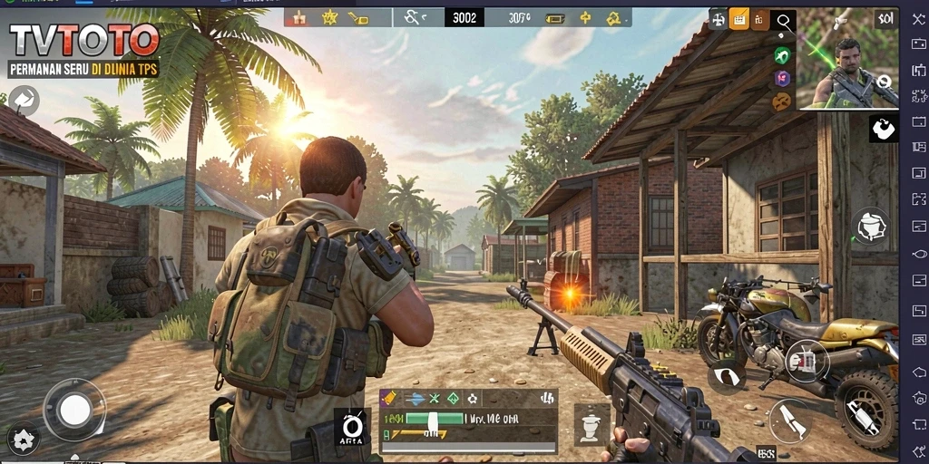 Screenshot menunjukkan aksi seru gameplay TPS TVTOTO.