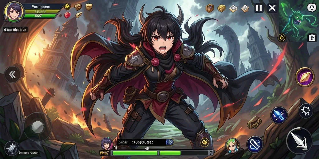 Tampilan gameplay Anime yang dinamis dan penuh aksi.
